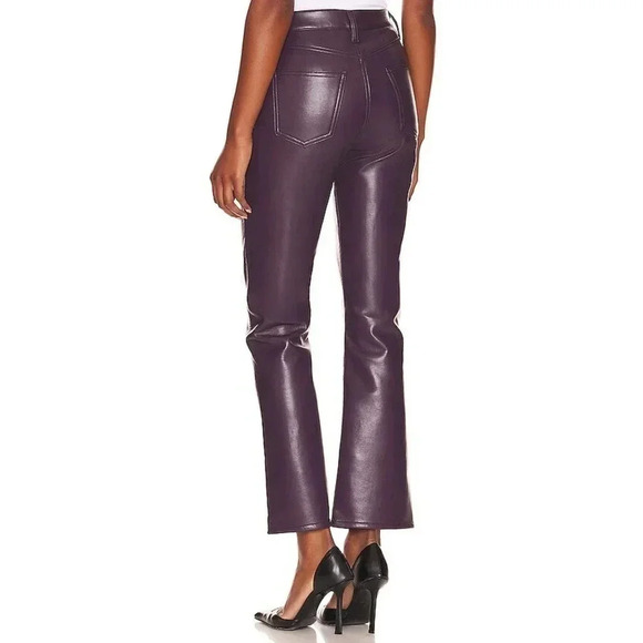 NEW- NWT AGOLDE Recycled Leather Relaxed Boot Pants Night Shade Size 26 - Picture 4 of 8
